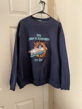 USS John F. Kennedy Navy Graphic Crewneck Sweatshirt - Navy